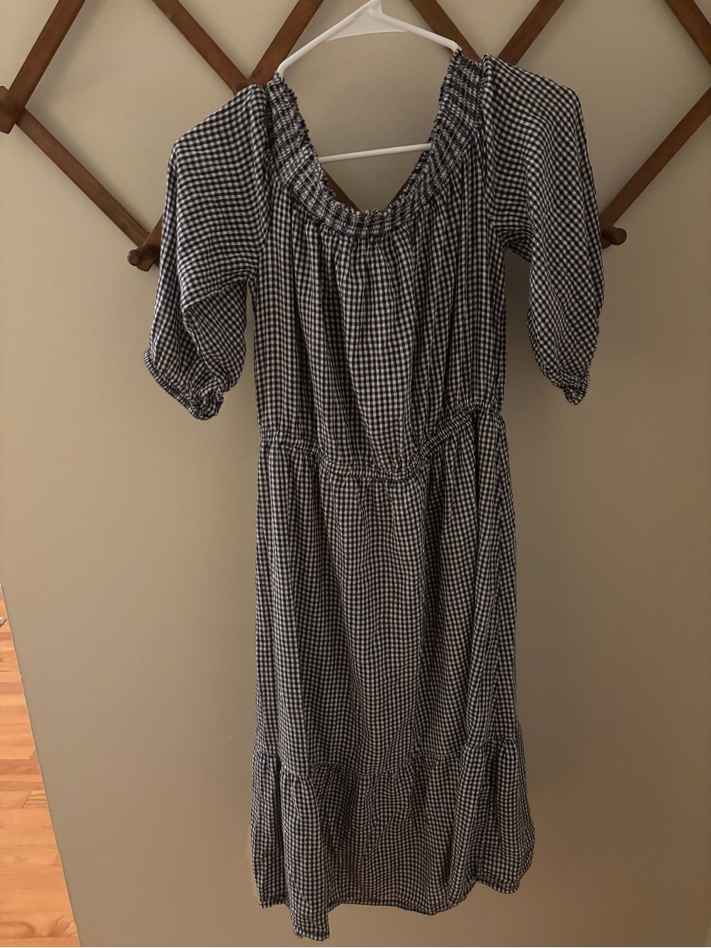 Old Navy Black and White Gingham Midi Dress